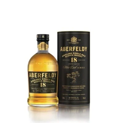 Abbildung von Aberfeldy 18 Jahre alter Nappa Valley Highland Scotch Single Malt Whisky in edler Geschenkbox, im Eichenfass gereift, 43% Vol., 70 cl/700 ml