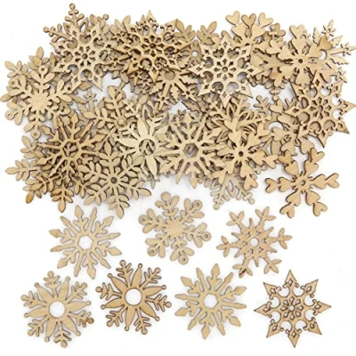 Abbildung von Baker Ross FE984 Mini Holz Schneeflocken zum Basteln 72 Stück, Weihnachts Basteldekorationen für Kinder und Erwachsene, Bastelmaterial an Weihnachten