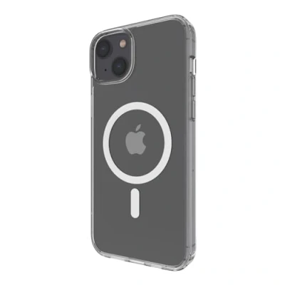 Abbildung von Belkin mit MagSafe kompatible iPhone 14 Plus Hülle, durchsichtiges, magnetisches Case integrierten Magneten und Kameraschutz durch erhöhte Ränder, geeignet zum kabellosen Laden