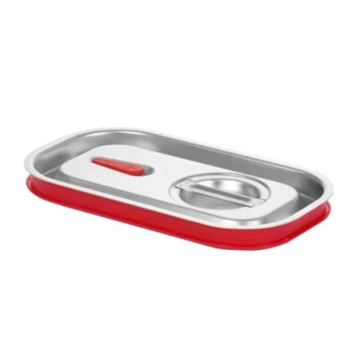 Abbildung von HENDI Gastronorm Deckel, für Gastronormbehälter, mit Silikonrand, Temperaturbeständig von 40 bis 300C, Heissluftöfen Chafing Dishes Bain Marie, Stapelbar, GN 1/4, 265x162mm, Edelstahl