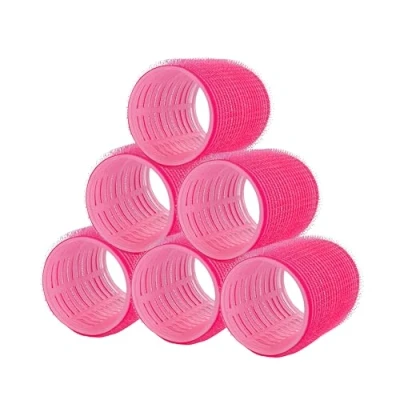 Abbildung von PONIK&#039;S PROFESSIONAL Haarrollen Lockenwickler, Lockenwickler Selbsthaftend Set, Haar Roller 6 Stücke, Locken 44 mm, Jumbo Größe Selbst Griff Rosa