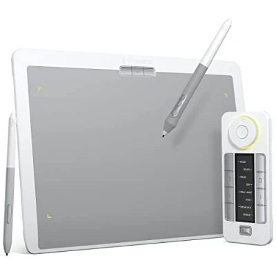 Abbildung von XENCELABS Grafiktablett Kabelloses Zeichentablett mit Shortcut Fernbedienung, Stifttablett 2 batterielosen Stiften, 8192 Druckstufen, 12&quot; Graphic Drawing Pen Tablet für Win, Mac, Linux, Nebelweiß