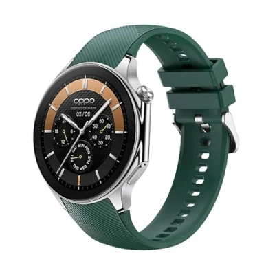 Abbildung von GIOPUEY Armband Kompatibel mit OnePlus Watch 2/Oppo X, Weiches Silikon [Verschleißfest] [Atmungsaktiv] Ersatzarmband Army Green