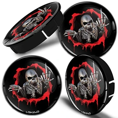 Abbildung von SkinoEu® 4 x 60mm Silikon Nabenkappen Kappen Totenkopf Schädel Felgendeckel Radkappen Radnabendeckel Nabendeckel Auto Tuning C 26