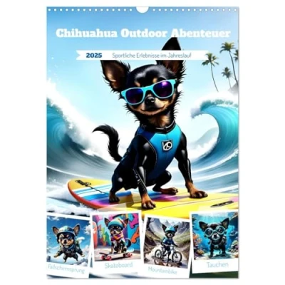 Abbildung von Chihuahua Outdoor Abenteuer (Wandkalender 2025 DIN A3 hoch), CALVENDO Monatskalender