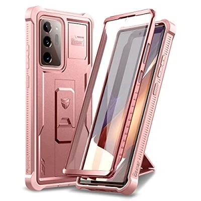 Abbildung von Dexnor Schutzhülle Kompatibel mit Samsung Galaxy Note 20 Ultra 5G, eingebauter Displayschutz und Ständer, strapazierfähig, militärischer Schutz, stoßfest, Rosa