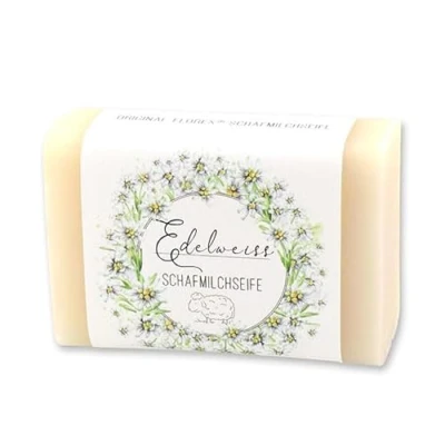 Abbildung von Florex Schafmilchseife Edelweiß 100g einzigartige Augenblicke mit Papierschleife