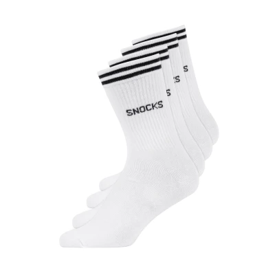 Abbildung von Snocks HOHE MIT Streifen 4 PACK Socken, Größe: 43 46, Weiß