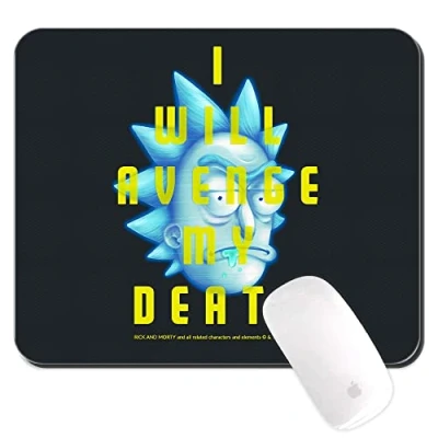 Abbildung von Original und offiziell Lizenziertes Rick and Morty Mousepad, Muster 033 Schwarz PC Computer Mousepad rutschfest 225 mm x 189