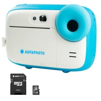 Abbildung von AGFA Photo Realikids Instant Cam + 1 Micro SD Karte 32 GB Sofortbildkamera für Kinder, LCD Display 2,4 Zoll, Lithium Akku, Selfie Spiegel und Fotofilter Blau