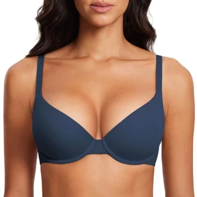 Abbildung von DOBREVA Damen Push Up Bügel BH Soft T Shirt BHS mit Licht Gepolstert Komfort Sexy Sargasso 90B