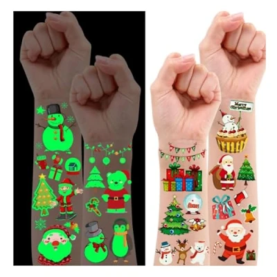Abbildung von Leesgel Temporäre Tattoos für Kinder, Aufkleber Weinachtsdekorationen Mitgebsel Kindergeburtstag Kinder Geschenk