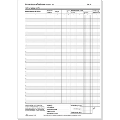 Abbildung von RNKVERLAG 3163 Inventur Block, 50 Blatt, DIN A4