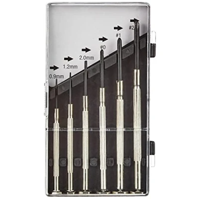 Abbildung von kwb Präzisions Schraubendreher Schlitz/Flach Set Für Fein Mechanik und Uhrenmacher Mit Grip Oberfläche Metall Drehkappe In praktischer Aufbewahrungs Box