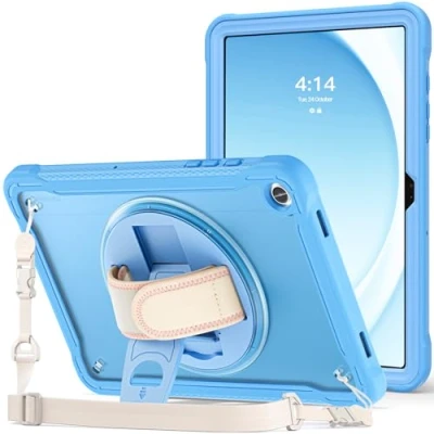 Abbildung von ProCase Stoßfeste Hülle für Samsung Galaxy Tab A9+ /A9 Plus 11 Zoll 2023 (SM X210), Robuste Schutzhülle mit Handschlaufe 360 Drehständer Kickstand Cover Case 11&quot; A9+/A9 Blau