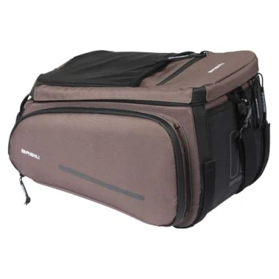 Abbildung von Basil Move Gepäckträgertasche 10 26L, Braun, Wasserabweisend, Aus recyceltem Polyester, Kompatibel mit MIK &amp; Racktime Adapterplatten, Ideal für Pendeln und Einkäufe