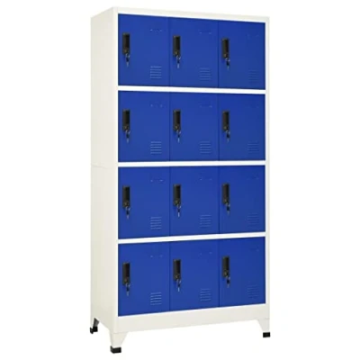 Abbildung von vidaXL Schließfachschrank Spind Schrank Umkleideschrank Metallschrank Fächerschrank Aktenschrank Büroschrank Lagerschrank Grau Blau 90x45x180cm Stahl