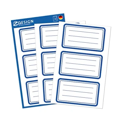 Abbildung von 10 x Z Design Buchetikett Papier 76x120mm 3 Bogen Motiv Rahmen blau