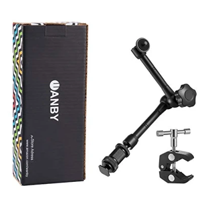 Abbildung von WANBY 11 Zoll Beweglicher Reibungsarm &amp; Großer Verstellbarer Super Rod Klemme Zangenclip mit 1/4&quot; und 3/8&quot; Gewinde für DSLR Kamera Rig LCD Monitor LED Leuchten Blitzlicht (Arm Klemme)