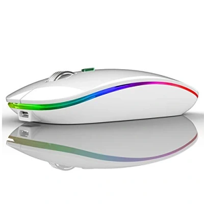 Abbildung von Uiosmuph G12 Maus Kabellos, LED 2.4G Leise Funkmaus Wiederaufladbar Wireless Mousemit Nano USB Empfänger 1600 DPI Computermaus für PC/Laptop/Windows/MacBook (Weiß)