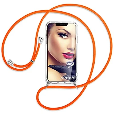 Abbildung von mtb more energy® Handykette kompatibel mit Xiaomi Redmi Note 13 Pro 5G, Poco X6 5G Neon Orange Smartphone Hülle zum Umhängen Anti Shock Full TPU Case
