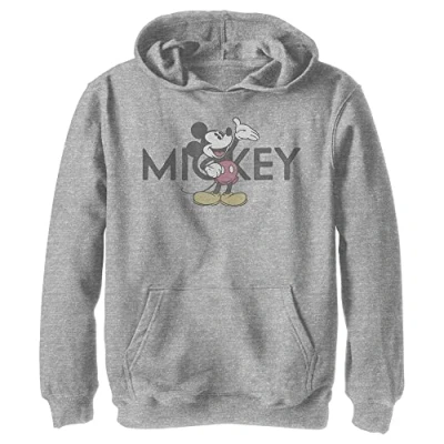 Abbildung von Disney Characters Vintage Mickey Boy&#039;s Hooded Pullover Fleece, Athletic Heather, Small