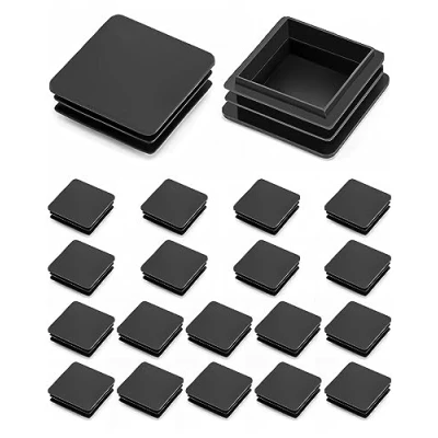 Abbildung von QWORK® Lamellenstopfen für Vierkantrohre, Endkappen Rohre, Rohrstopfen quadratisch, Stuhlbeine, Kunststoff, 50x50mm, Schwarz, 20 Stück