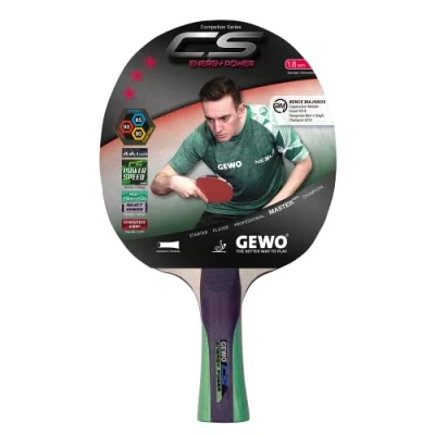 Abbildung von GEWO CS Energy Power Tischtennis Schläger Profi Tischtennisschläger, ITTF genehmigt mit kontrolliertem Belag und hohen Rotationseigenschaften, konkav, 1,8mm Schwamm, rot schwarz