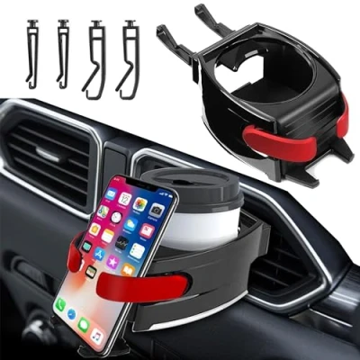 Abbildung von 2 in 1 Handyhalterung für Lüftungsschlitze, Getränkehalter Auto, Multifunktion Auto Becherhalter geeignet alle Phone usw, Lüftungshalterung Kaffeebecher und Getränkedose