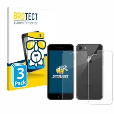 Abbildung von BROTECT Schutzglas für Apple iPhone 8 (Display+Rückseite) (3 Stück) Schutzfolie Panzer Folie Glas [Extrem Kratzfest 9H, Anti Fingerprint,