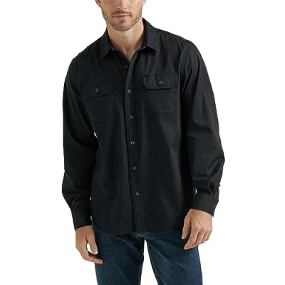 Abbildung von Wrangler Authentics Herren Langarm Classic Woven Shirt, Schwarz, XL