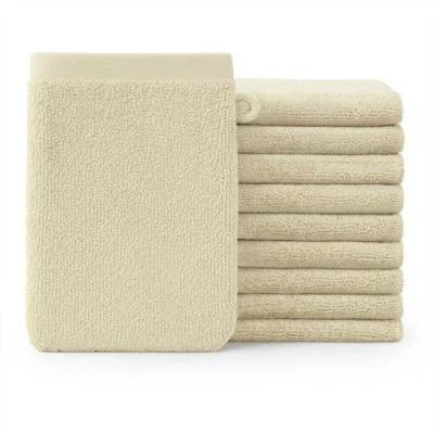 Abbildung von Blumtal Premium Frottier Waschlappen Set 10 teilig 100% Baumwolle Oeko TEX zertifizierte 10x (15x20 cm) saugstarkes Seiftücher waschbar 60 Seiflappen Beige/Taupe