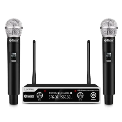 Abbildung von Wireless Microphone Set,Debra UHF Handheld Mikrofon Kabellos,80M ständige Übertragung,für Kirche, Tagung, Karaoke, Hochzeit (2 Handheld)