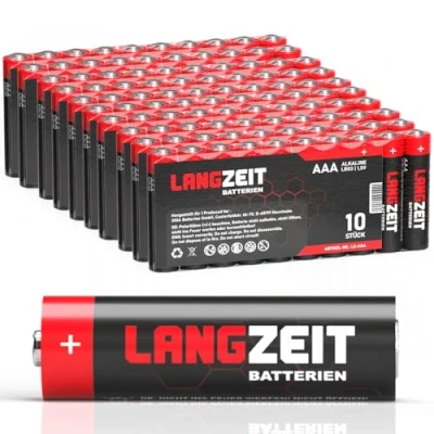 Abbildung von Langzeit Batterien AAA 100 Stück Premium Micro LR03 Alkaline Batterie 1,5V
