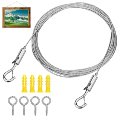 Abbildung von Drahtseil Rankhilfe Set 5 m, Stahlseil mit Ösen 2mm Edelstahl Draht Seil Seilspanngarnitur, Einstellbar Gardinenseil Spannseil Zeltseil Wäscheleine Kletterpflanzen