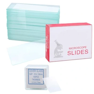Abbildung von 50 Stück Objektträger und 100 Deckgläser (18x18mm),Objektträger(76.2x25.4mm),Mattierte Kanten,Microscope Slides Mikroskop Zubehör für Labor Biologie Wissenschaft Studium