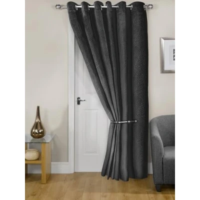 Abbildung von Emma Barclay Midnight Türvorhang mit Ösen, Samt, gewebt, 137 x 213 cm, Schwarz