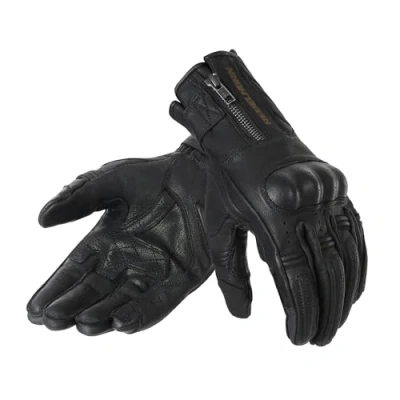 Abbildung von REBELHORN Hunter Motorradhandschuhe Herren Leder Knöchelprotektoren Perforation von Fingerbereichen Anatomisches Design Touchscreen freundliche Pads