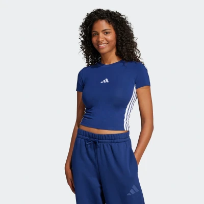 Abbildung von adidas Damen Essentials 3 Stripes Slim Baby T Shirt Shirt, Dark Blue/White,