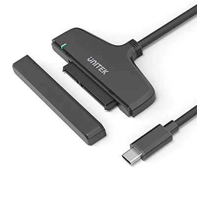 Abbildung von UNITEK Konverter USB C 3.1 zu SATA Schnittstelle 6G, für HDD und SSD Festplatten mit belibiger Kapazität, super schnell 6GBpS, UASP Funktion, matt, schwarz, Y 1096A