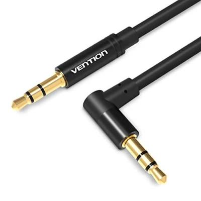 Abbildung von VENTION 3,5mm AUX Kabel, Rechtwinklig Klinkenkabel 3,5 mm Stecker zu 90 Grad Stereo Audio Kabel für Autoradios, Smartphones, Lautsprecher, Kopfhörer usw. （0.5M）