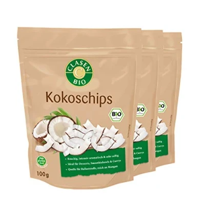 Abbildung von 3x CLASEN BIO Kokoschips, knackig, saftig, vegan und glutenfrei 100g