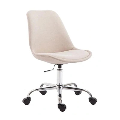 Abbildung von CLP Bürostuhl Toulouse Mit Stoffbezug Schreibtischstuhl Laufrollen Drehstuhl Metallgestell in Chrom Optik Farbwahl, Farbe:Creme