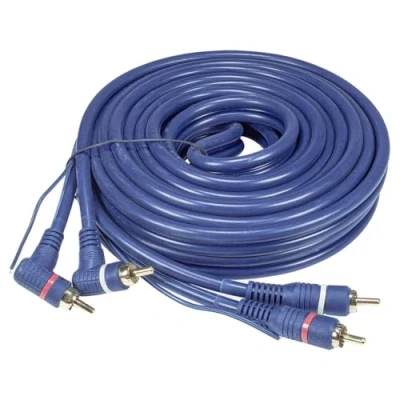 Abbildung von tomzz Audio Profi RCA Cinchkabel 5m 2 fach geschirmt blau Winkel mit Remoteleitung KFZ Adapter