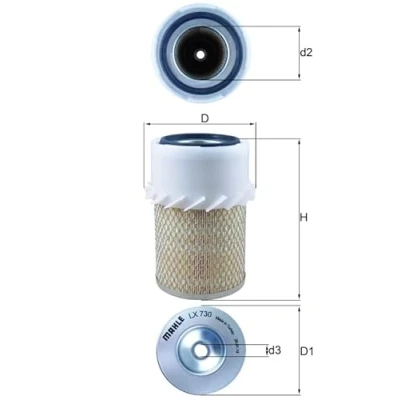 Abbildung von MAHLE ORIGINAL LX 730 Luftfilter 218,0 157,5, 133 Filtereinsatz LAND ROVER: Defender SUV