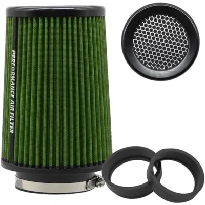 Abbildung von Universal kegelförmiger Luftfilter 76 mm 89 101 hochleistungs Einlass Lufteinlass Rundkegel Reiniger für Racing Sport Auto 3 Größen in einem (green big)