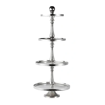 Abbildung von MichaelNoll Dekoetagere Etagere XXL 4 Stöckig Dekoteller Schale Deko Dekoration Servierplatte Groß aus Metall Aluminium Silber Luxus Tischdeko Hochzeit Weihnachtsdeko für Wohnzimmer, Esszimmer oder Küche 95 cm