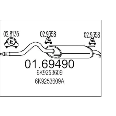 Abbildung von MTS 01.69490 Endschalldämpfer 1250 VOLKSWAGEN: Caddy 2 Kombi, Kastenwagen, SEAT: Inca
