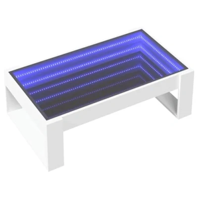 Abbildung von vidaXL Couchtisch, Beistelltisch mit Infinity LED, Sofatisch Kaffeetisch für Wohnzimmer, Teetisch Wohnzimmertisch, Weiß Holzwerkstoff Glas