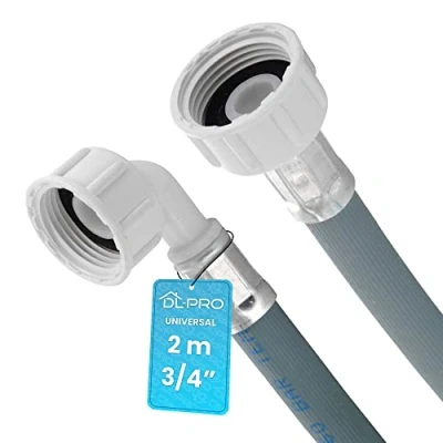 Abbildung von DL pro Universal 2m Wasserschlauch Schlauch Zulaufschlauch 3/4&quot; gerade/gewinkelt 60Bar für Waschmaschine Trockner Spülmaschine Geschirrspüler